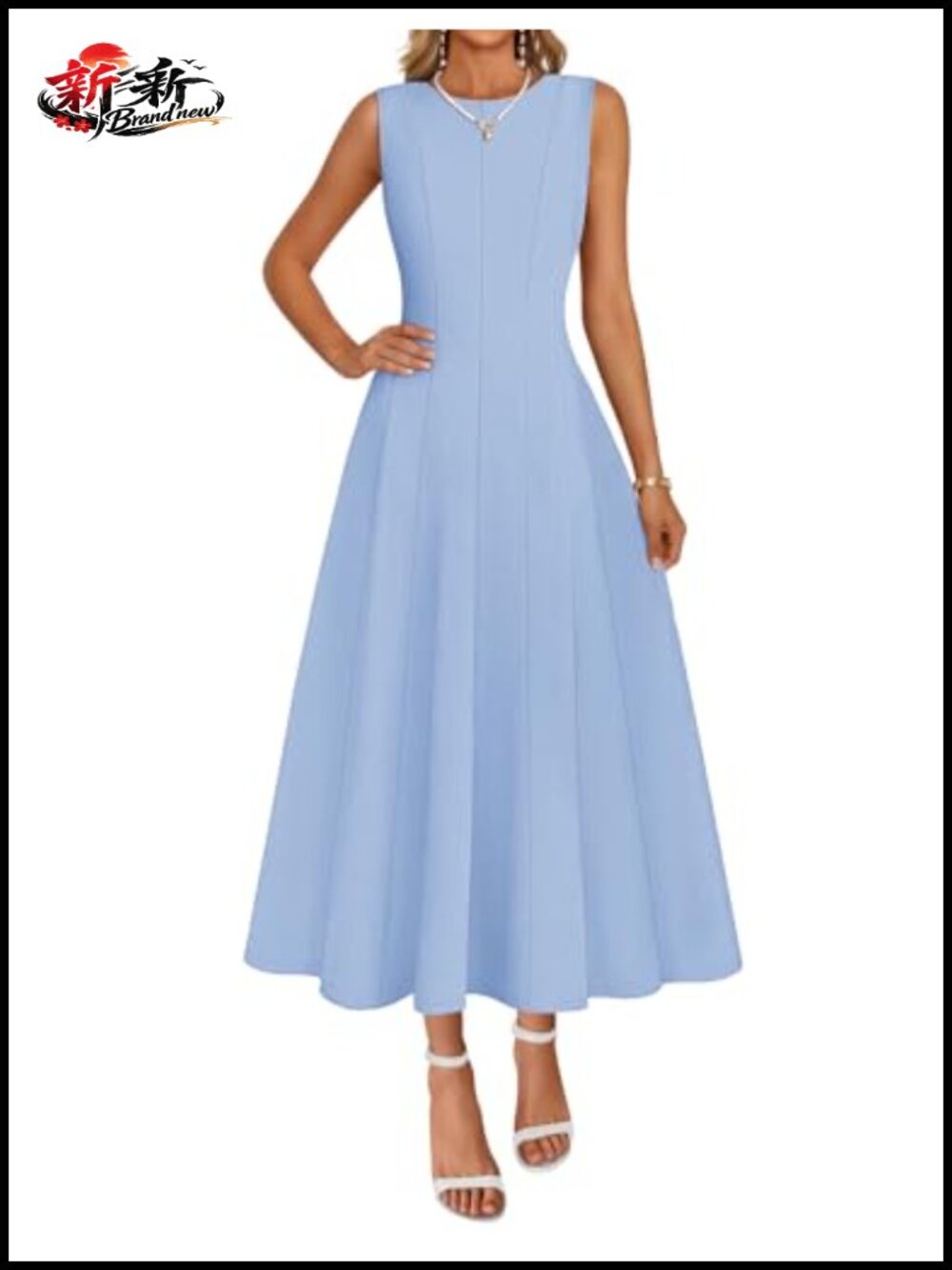 Semi Formal Crew Neck Sleeveless A-Line Maxi Dress